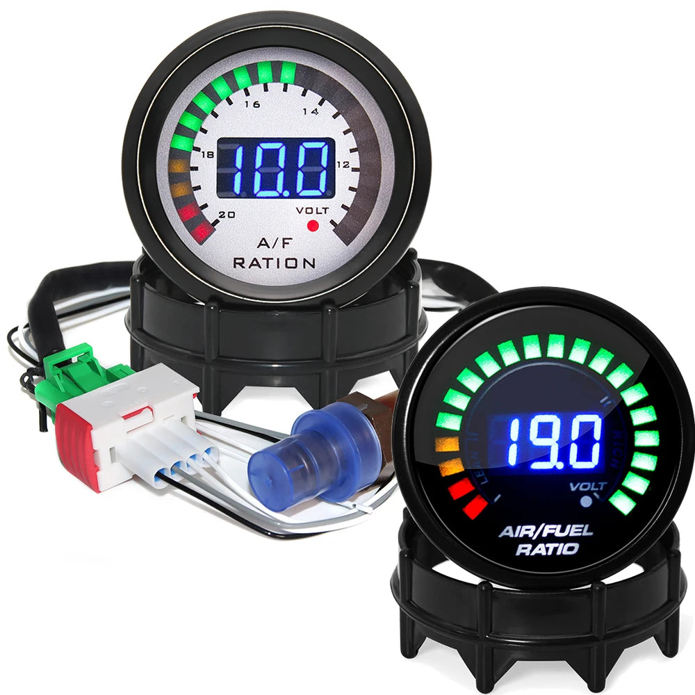 2 in 1 Voltage and Air Fuel Ratio Gauge | 52mm Digital Gauge for 12V Car with Narrowband O2 Sensor