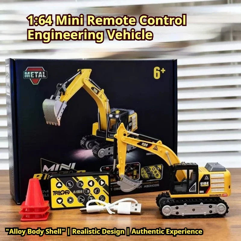 1:64 Metal Remote Control Engineering Car Set close-up view