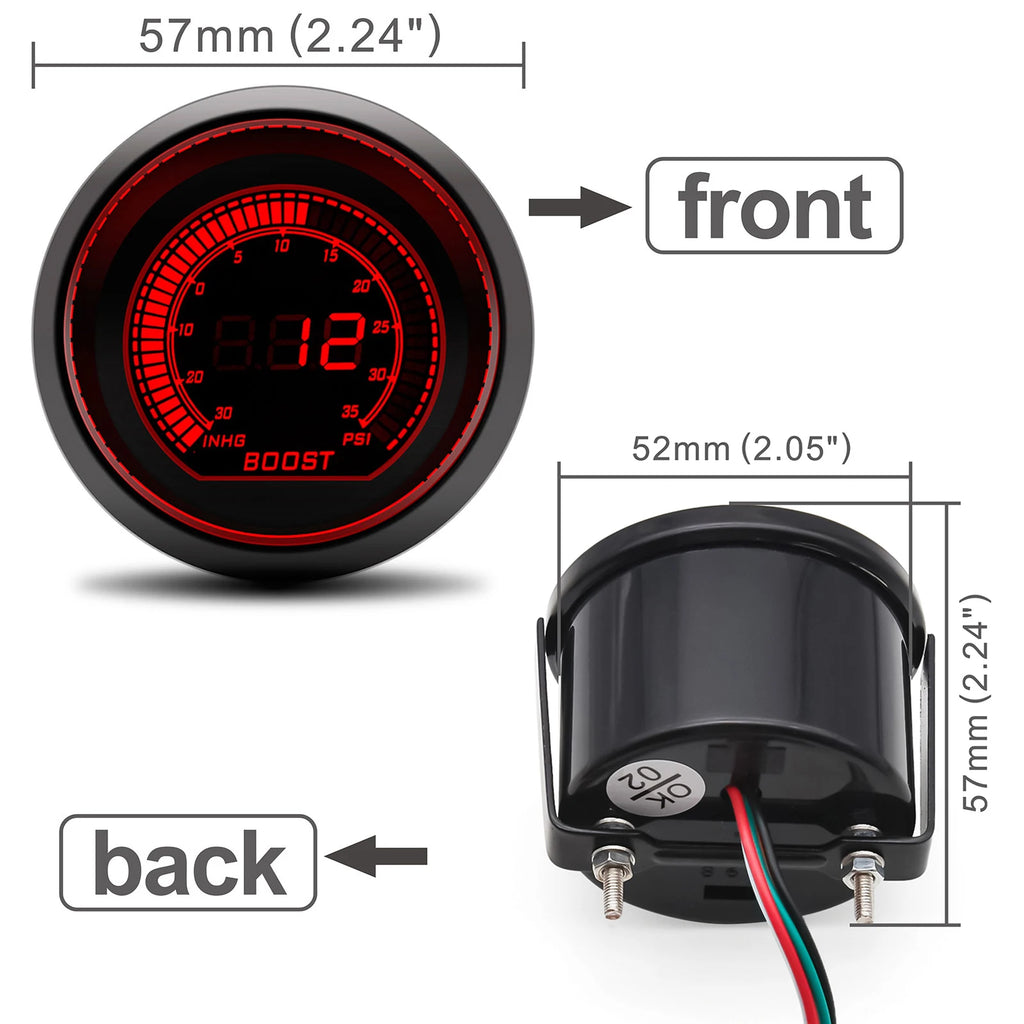 52MM Red Blue Dual LED Water Temp Oil Temp Air Fuel Ratio Oil Press Vacuum Tachometer Boost Gauge Volt Exhaust Temp Car Meter