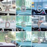 Letter Butterfly Knot Clay Car Interior Accessories Hanging Ornament Women's Rhinestone Car Rearview Mirror Pendant Drop