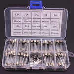 100/72pcs Car Fast-blow Glass Fuses Car Glass Tube Fuses 0.2-20A 0.5-30A Assorted Kit for Car Light