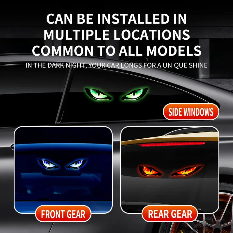Solar Power Car Demon Eye Light Cool Flashing Warning Light Safety Suction Cup Install close-up view