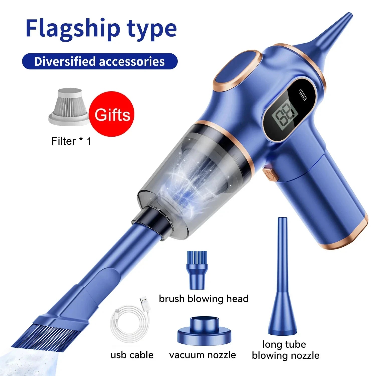 Lenovo 9500000 PA Wireless Vacuum Cleaner — Dual-Use Car & Home with Display Screen detail view