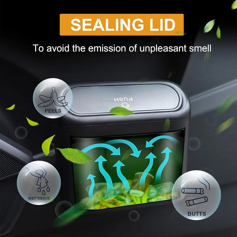 Hanging Car Trash Can Car Flip Top Trash Can Interior Trash Storage ABS Trash Can with L detail view