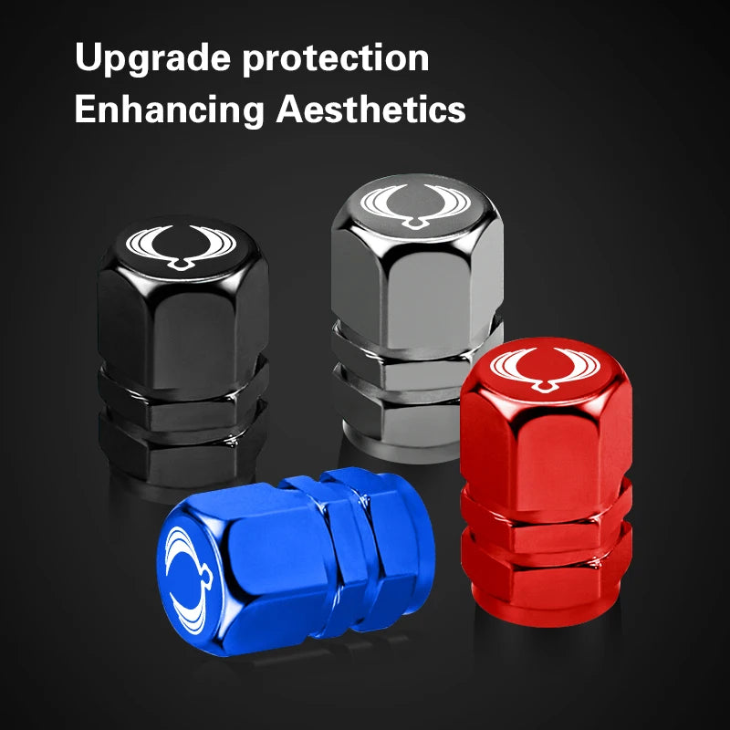4Pcs Aluminum Alloy Car Tire Valve Caps for SsangYong Musso Korando Rexton Torres Kyron