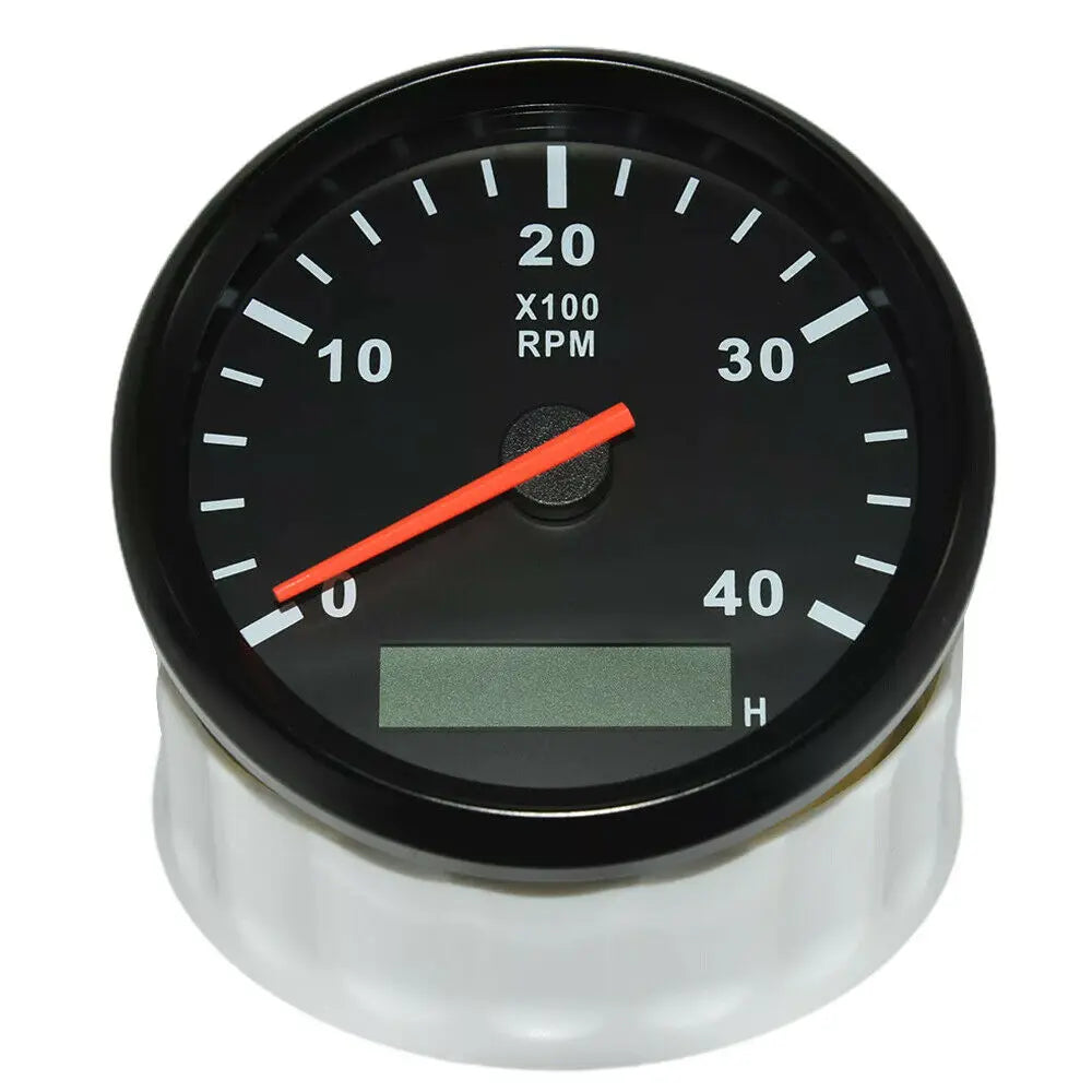 85mm Diesel Engine Tachometer 0-4000RPM | Digital LCD Hour Meter with M16/M18 RPM S additional angle
