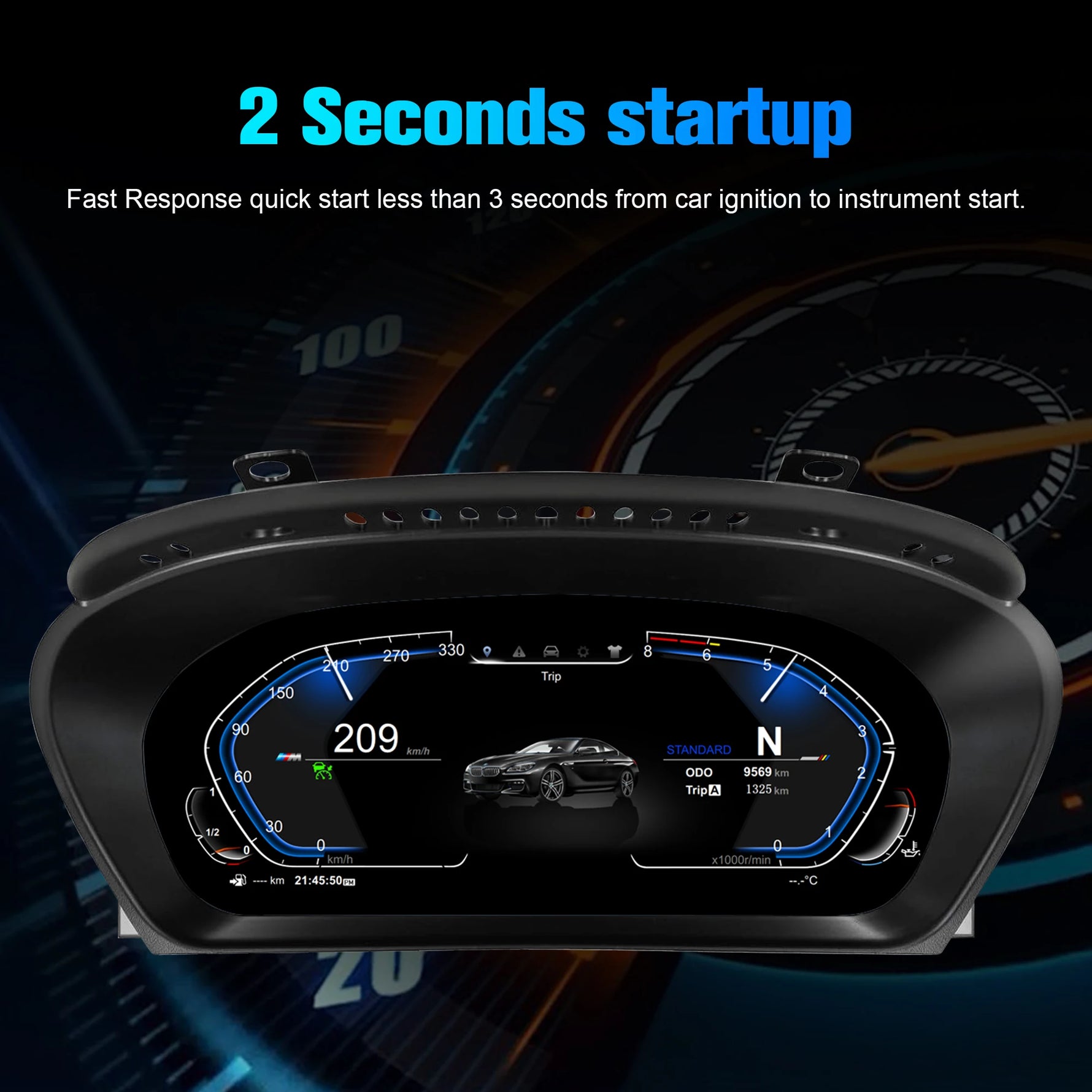 10 UI Cluster Dashboard for BMW 3 Series M3 E46 1998-2005 | Digital Speedometer & LCD In detail view