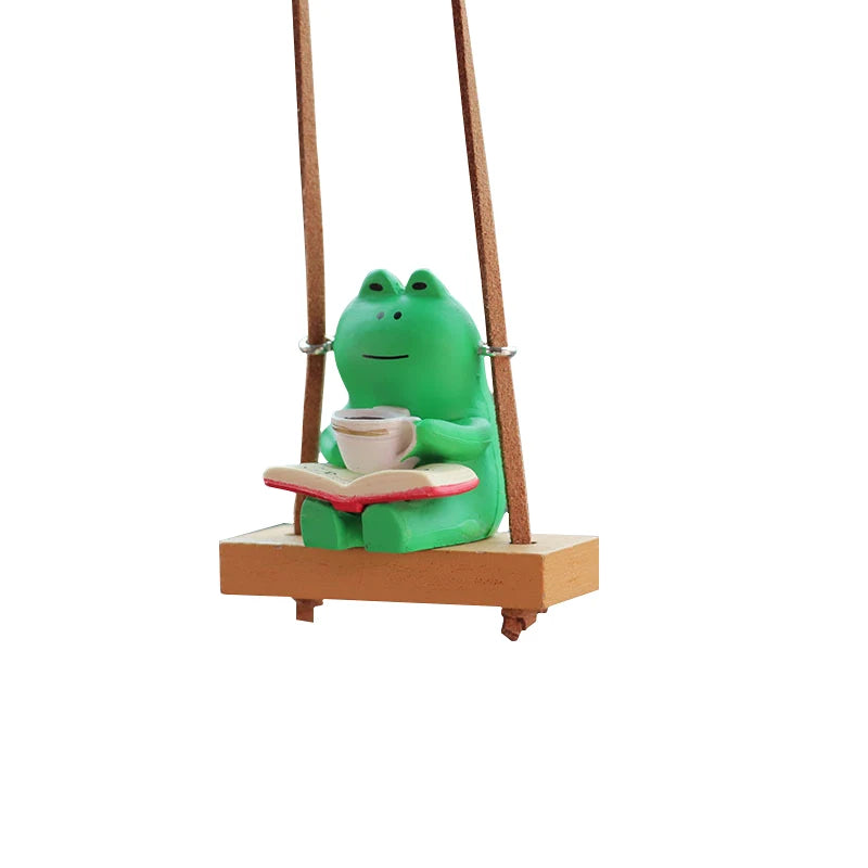 Car Rearview Mirror Pendant Swinging Frog Rear View Mirror Swinging Frog Charm Pendant Cute Interior Rearview Mirror Decoration