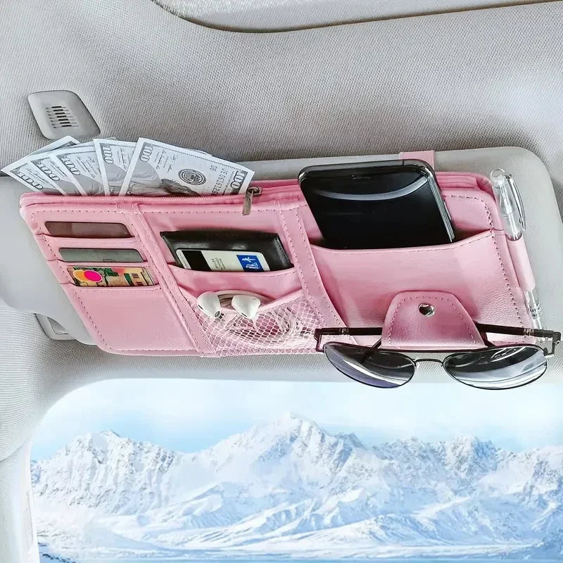 Car Sun Visor Card Holder Storage Box Sunglasses Clip
