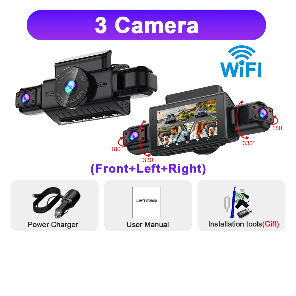 4-Channel Dash Cam | FHD 1080P WiFi Night Vision 24H Parking Black Box detail view