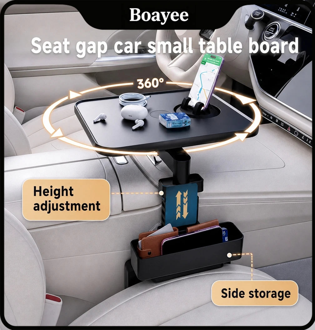 New Adjustable Car Seat Gap Mount Table Firm Stable Clamp Design 360 Rotation Height Adjustable Car