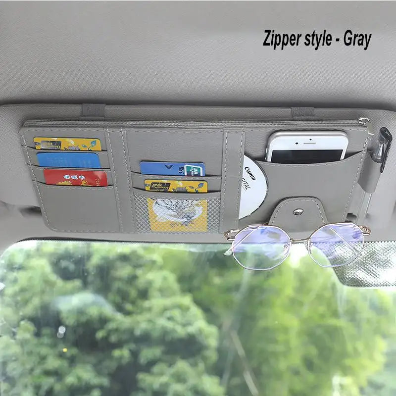 Car Sun Visor Organizer Multi-Pocket Zipper Storage Pouch