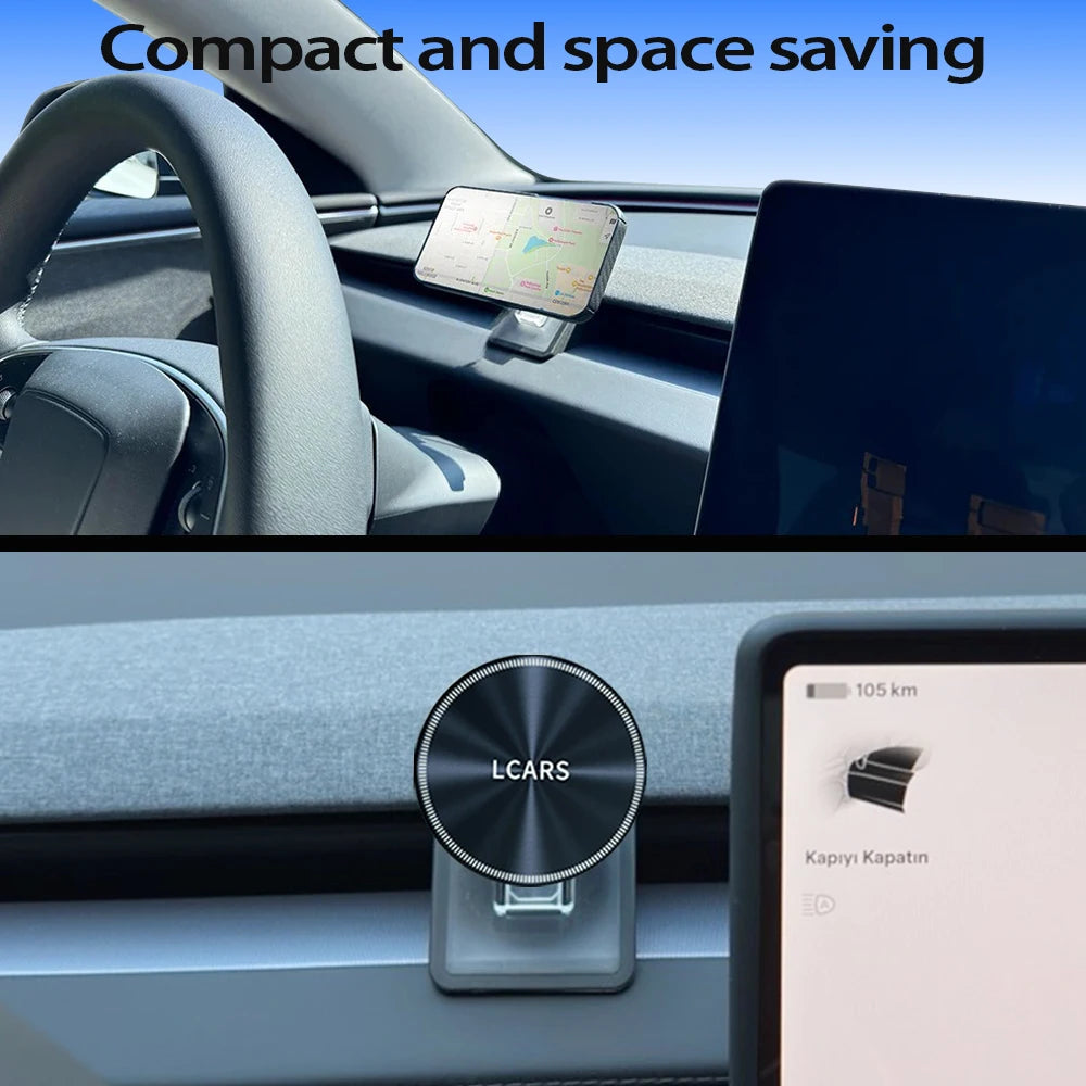 Lcars Is Suitable for the Updated Tesla Model 3 Highland 2024 and Model Y Juniper Car Phone Magnetic Mount, Car-Specific Air Vent Phone Holder, In-Car Air Vent Clip-On Soft Rubber Transparent Abs Multifunctional Navigation Su