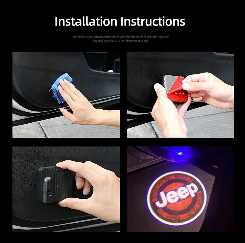 Jeep LED Car Door Logo Welcome Light Projector | HD Ghost Light for Renegade Compas additional angle