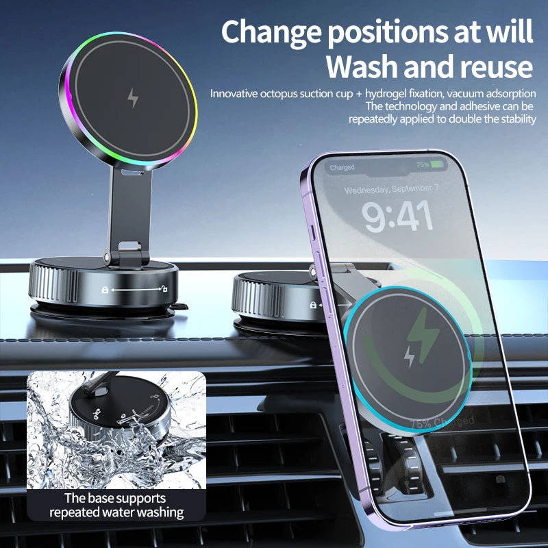 15W Magnetic Wireless Car Phone Charger Holder Mount detail view