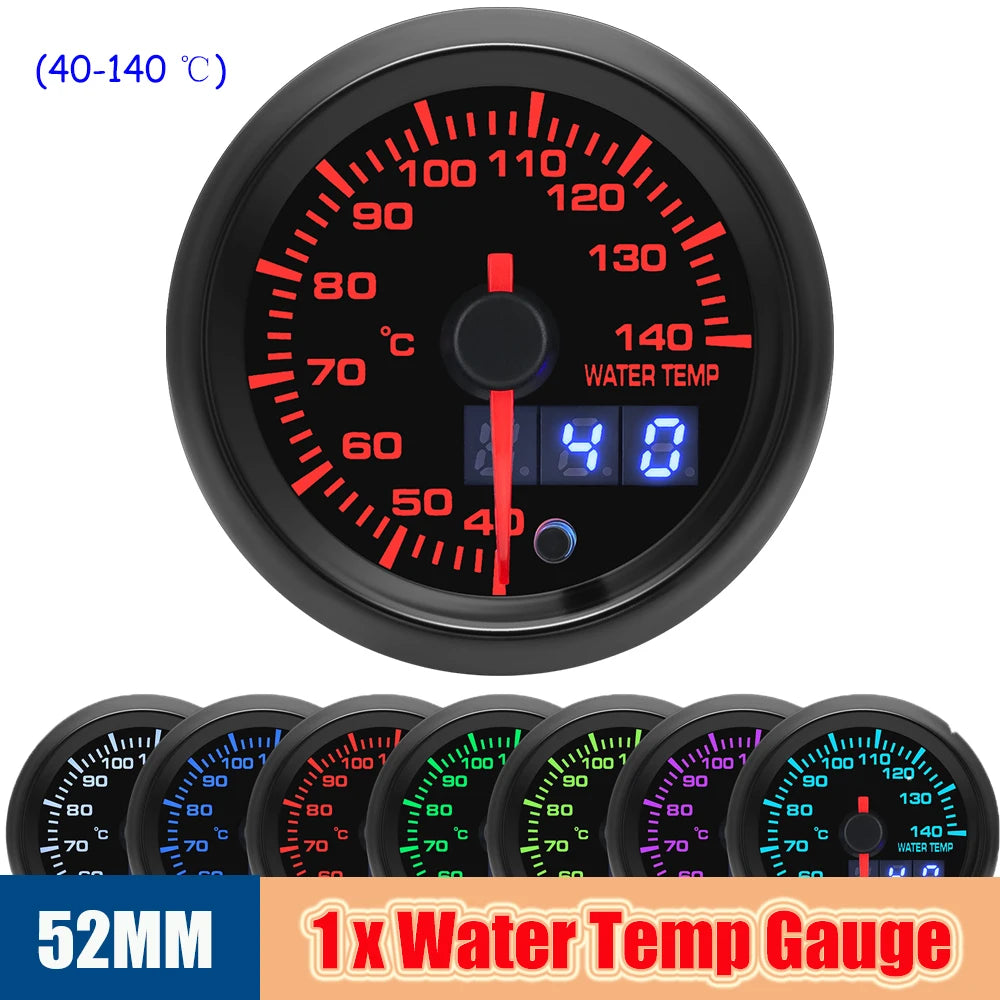 52MM 7-in-1 Car Gauge Set | LED Dual Display with Sensors for 12V Gasoline Vehicles alternate view