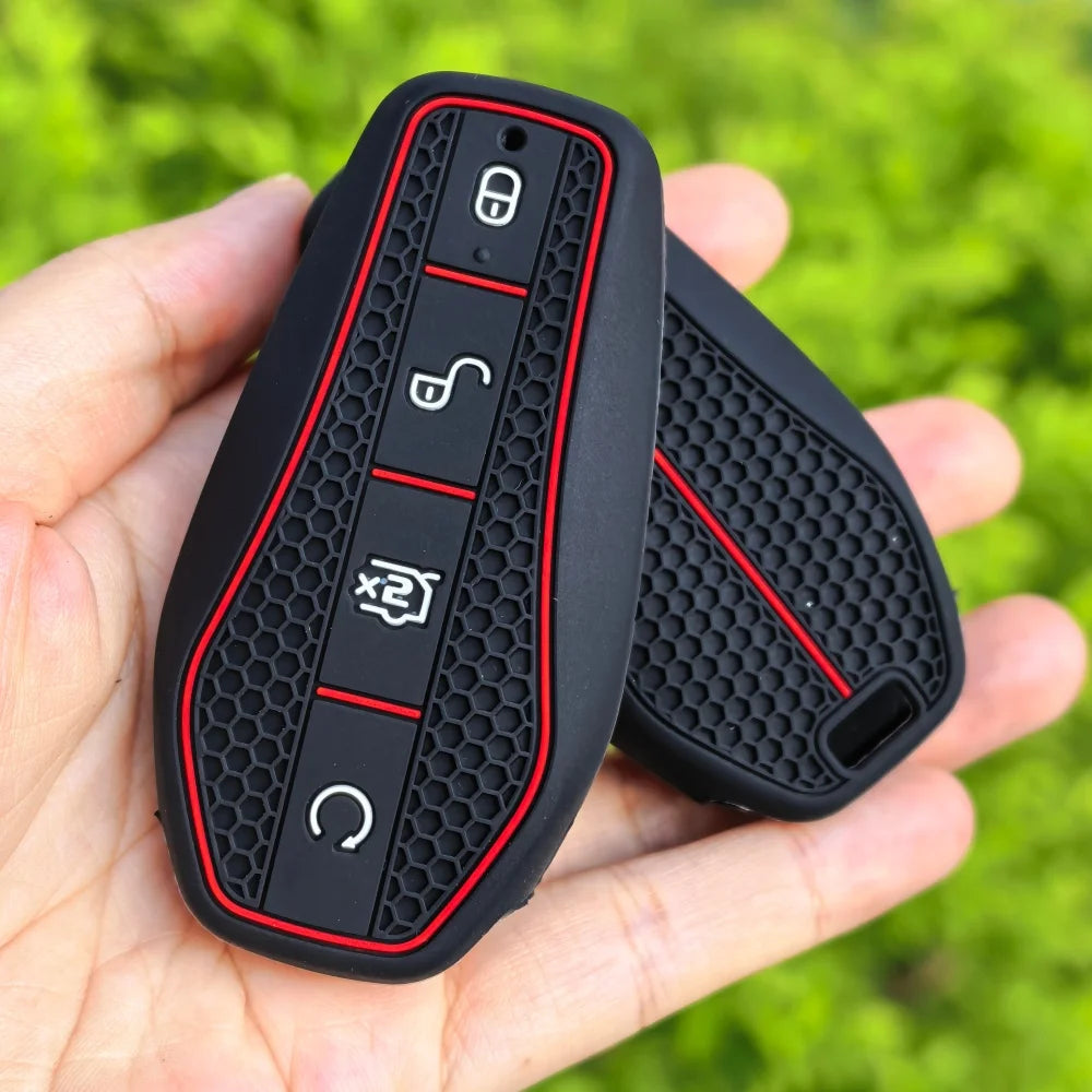 Silicone Car Key Cover Black 4 Button for BYD Atto 3 Han EV Dolphin