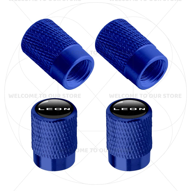 For Leon Racing Flag Emblem 5F MK2 MK3 FR VZ5 Race Flag 4Pcs Aluminum Car Tire Valv additional angle