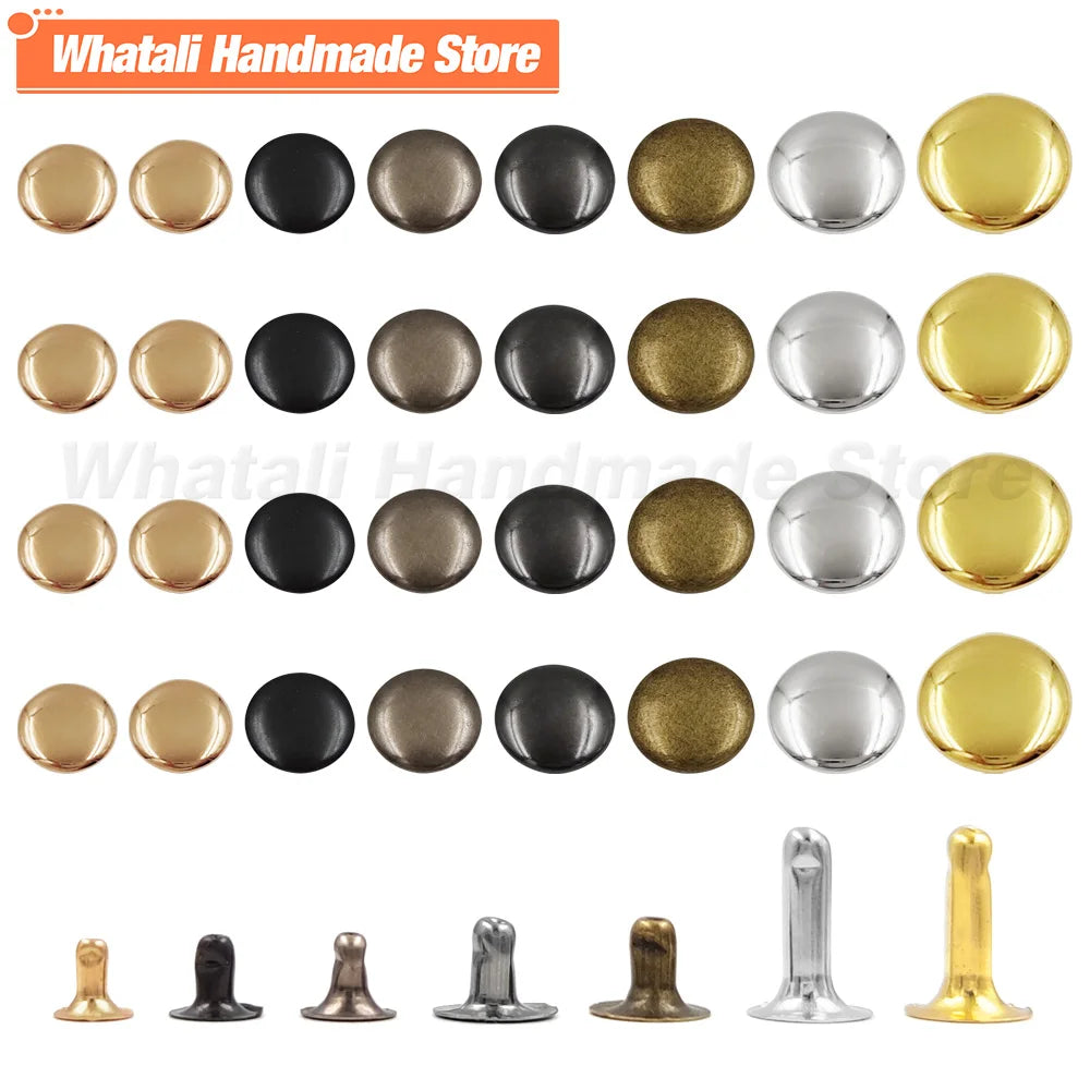 100sets 5mm-15mm Metal Round Rivet Single Cap Rivets Studs for DIY Leather Craft Bag Belt Garments H