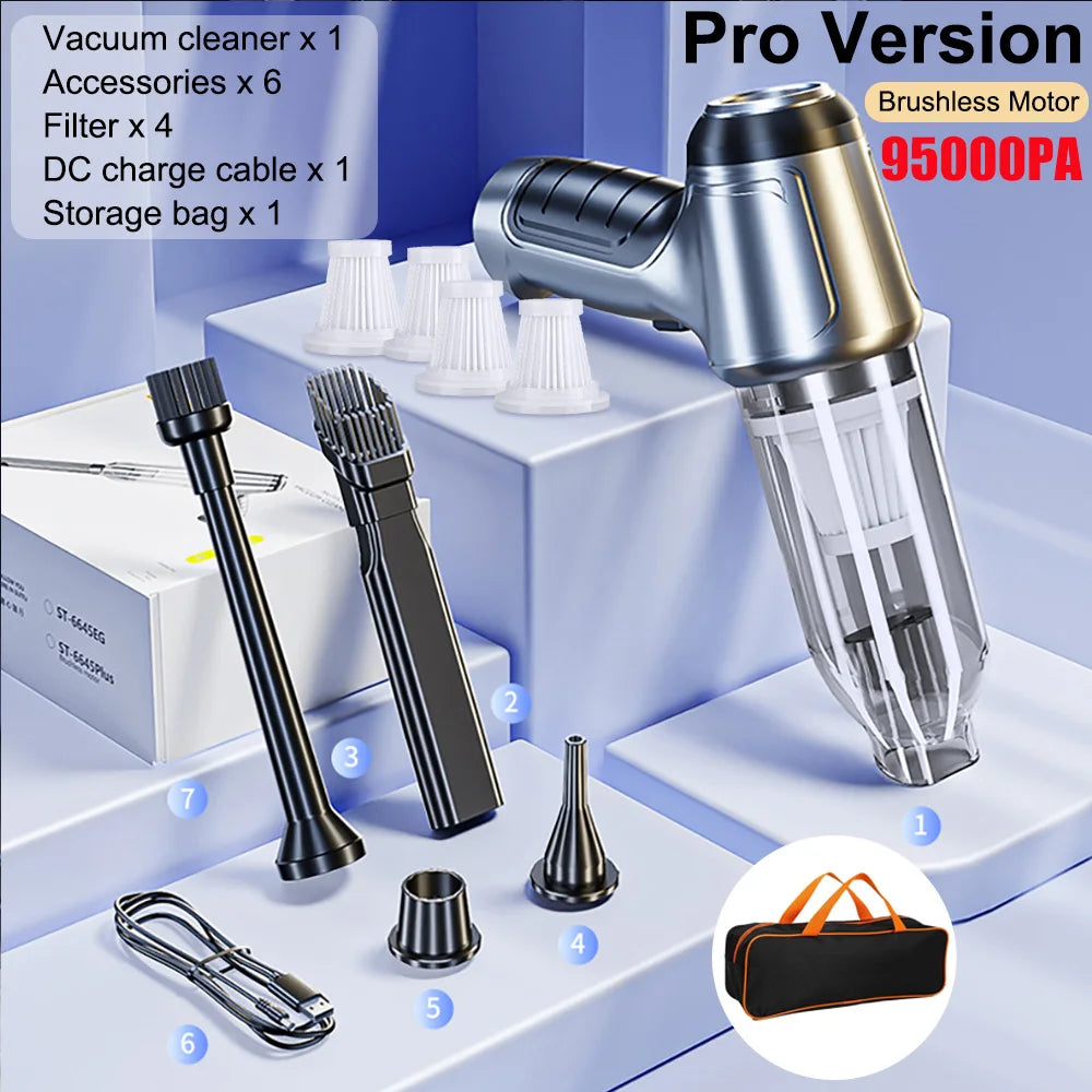 Wireless Car Vacuum Cleaner 95000PA | Cordless Handheld with Blower close-up view