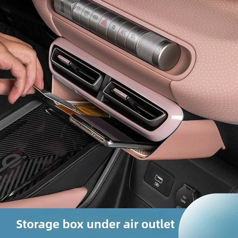 Center Console Storage Box for BYD Seagull 2023+, Under-Dash Organizer Tray with Phone Slot, TPE/ABS