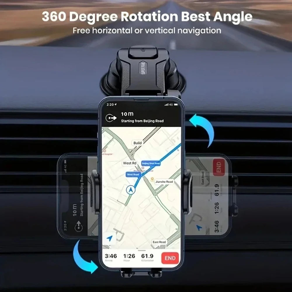 Car Phone Holder Windshield Dashboard 360° Rotation GPS Navigation Extension Rod alternate view