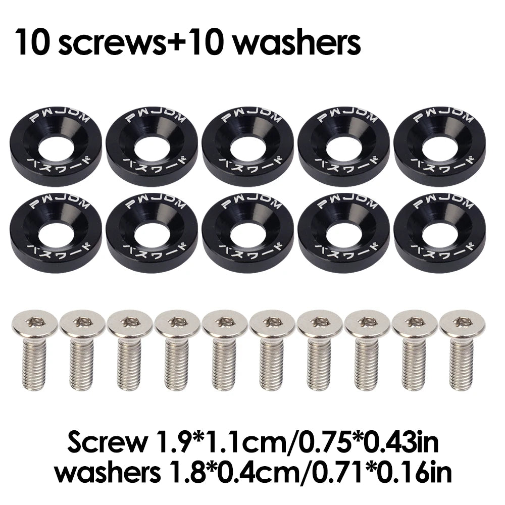 JDM Style Car Fender Washer License Plate Bolt M6 Screw Aluminum Gasket Engine Bay Dress detail view