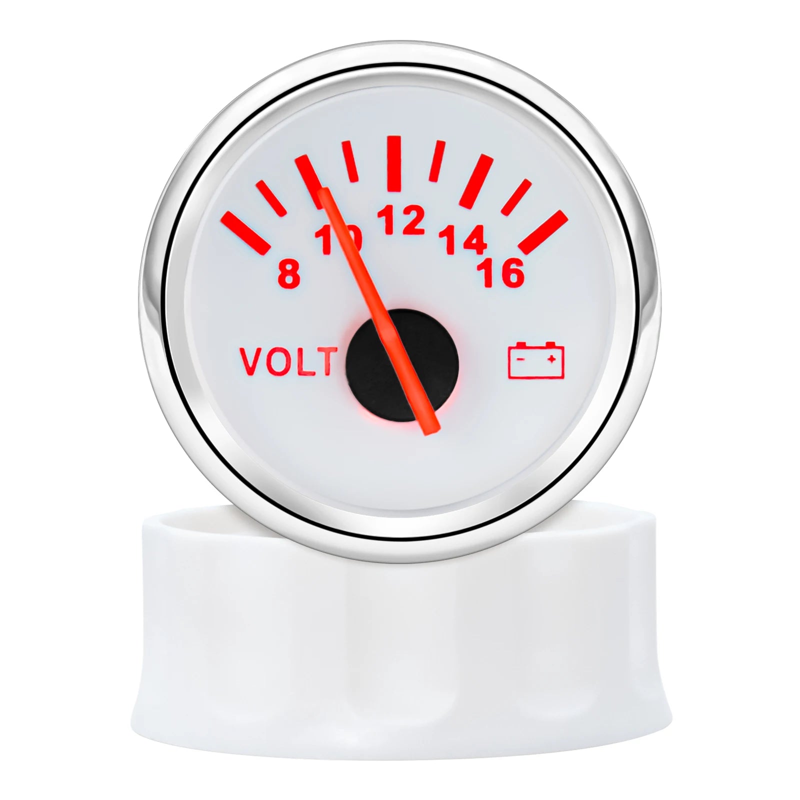 2" 52mm Digital Voltmeter Gauge 8-16V for Car Boat | Red Backlight Display close-up view