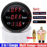 3 In 1 Digital 52mm Gauge with Alarm | Water Temperature, Oil Pressure, and Voltage M alternate view