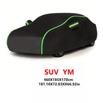 Universal Car Cover with Reflective Strip | Black Outdoor Dust and Snow Protection lifestyle view