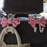 Bowknot Pearl Car Seat Back Organizer Clip Hanger close-up view