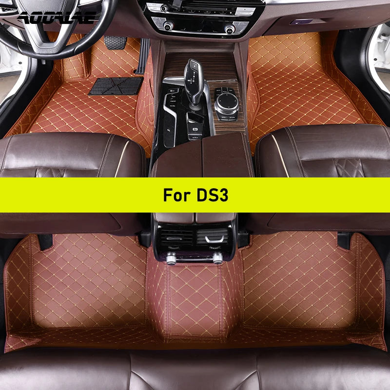 AOOALE Custom Car Floor Mats For DS3 Auto Carpets Foot Coche Accessorie