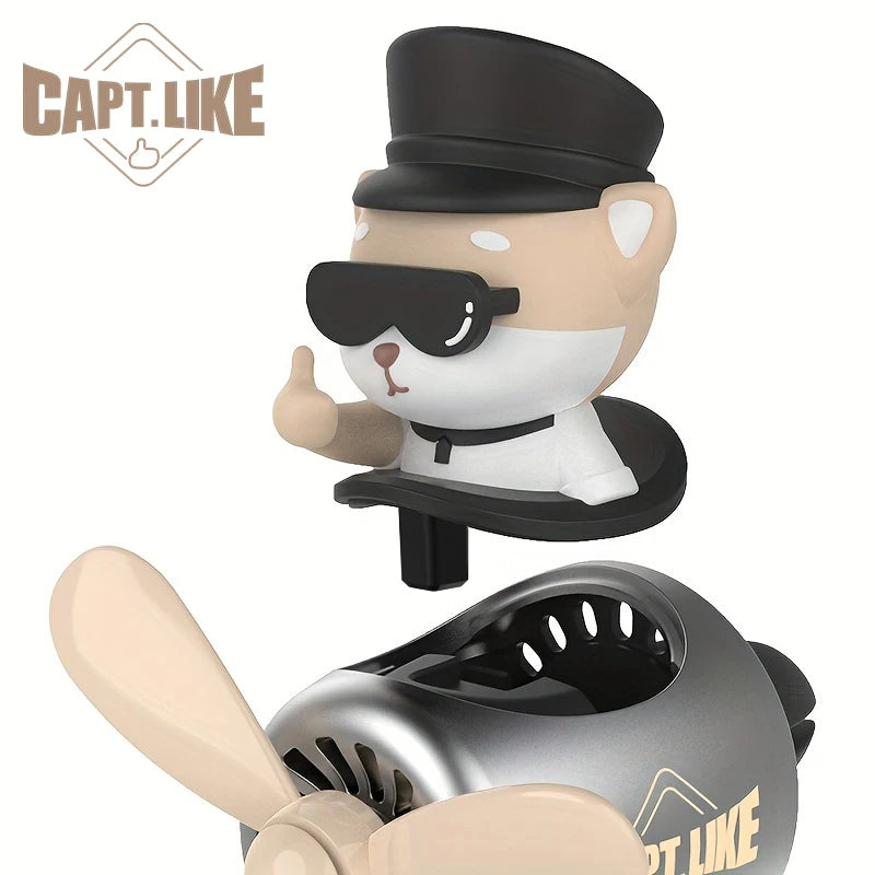 Cool Fun Rotate Plane Captain Shiba Inu Pilot Dog Car Air Freshener | Vent Clip Dec additional angle