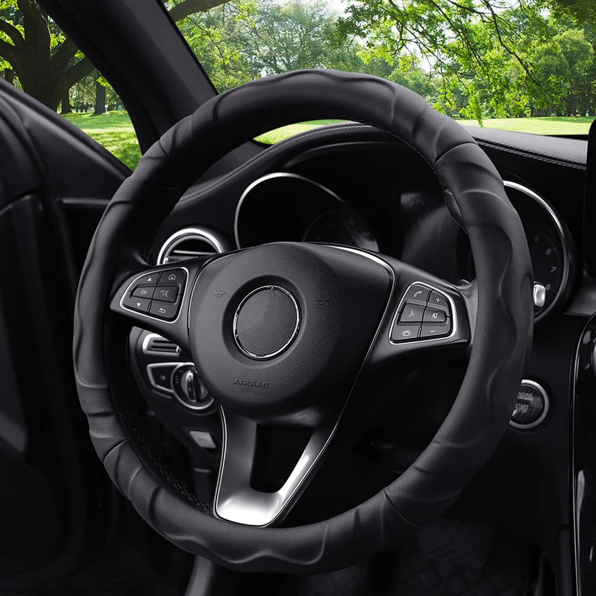 1 Artificial Lamb Skin Sense Three-dimensional Styling Sports Car Steering Wheel Cover F detail view
