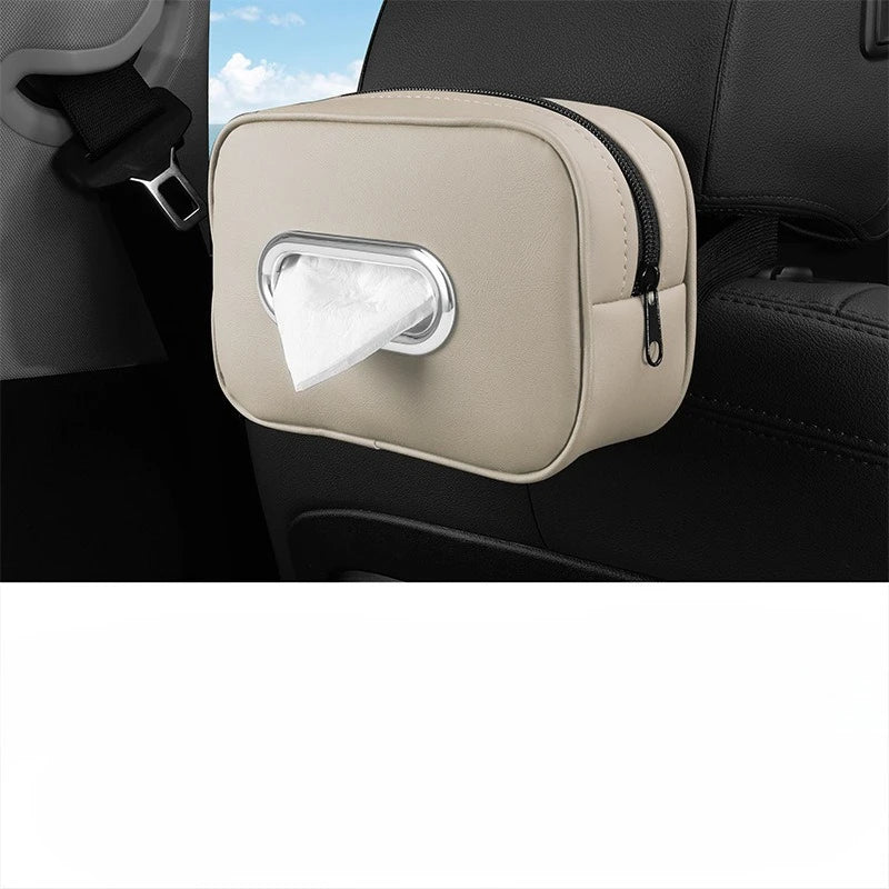 Premium Leather Car Tissue Holder Seat Back Hanging Napkin Dispenser for Armrest Univers detail view