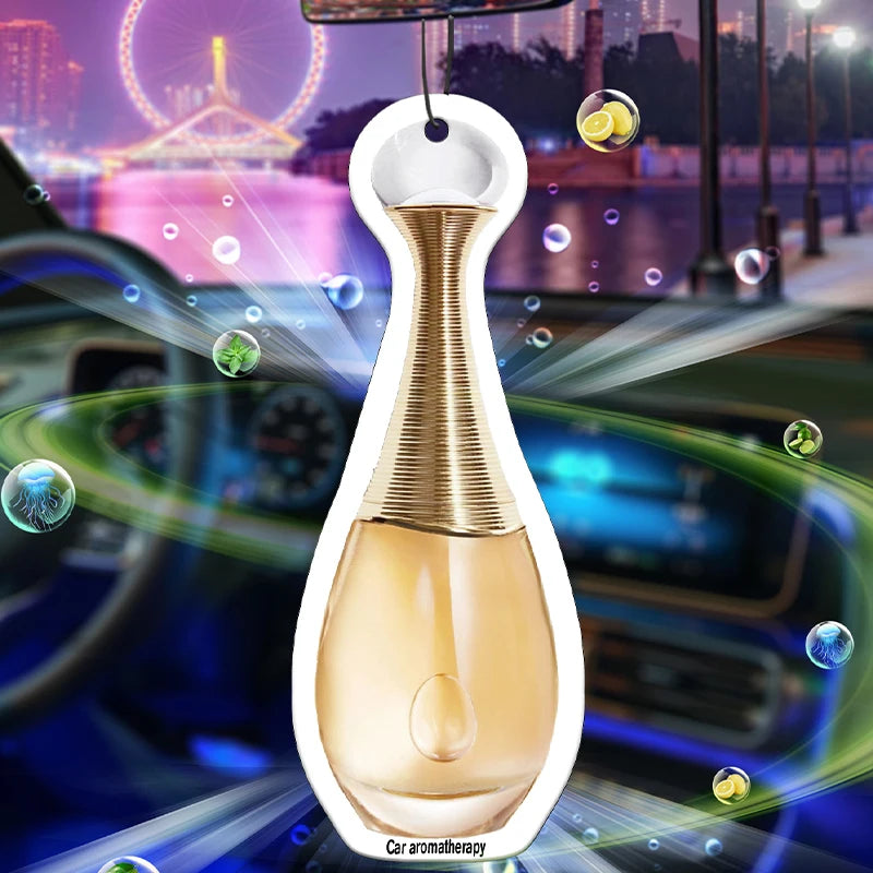 Gilt Perfume Bottle Glass Car Incense | Long-Lasting Jasmine Car Air Freshener Pendant