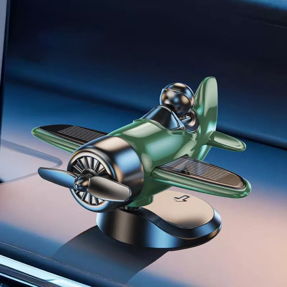 Cool Solar Powered Rotating Airplane Silent 360° Auto Spin Car Dashboard Ornament Multifunctional Car Interior Decoration Gifts