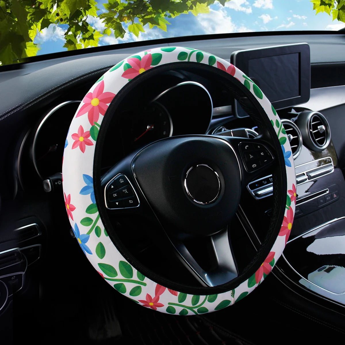 19 Diving material printed fabric car rimless steering wheel cover Christmas camoufla alternate view