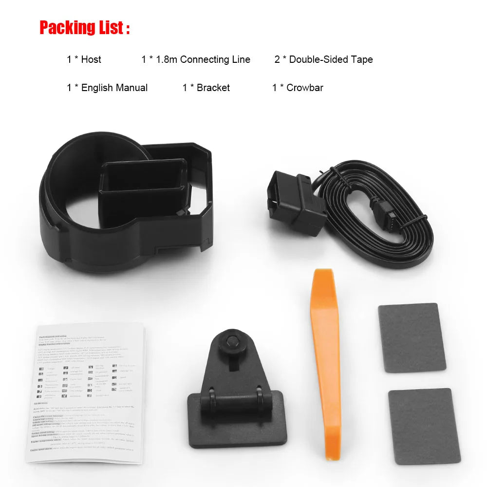 A590s Head Up Display Full LCD OBD2+GPS Instrument Panel Modification HUD Gauge RPM Voltage Oil Pressure Turbo Meter