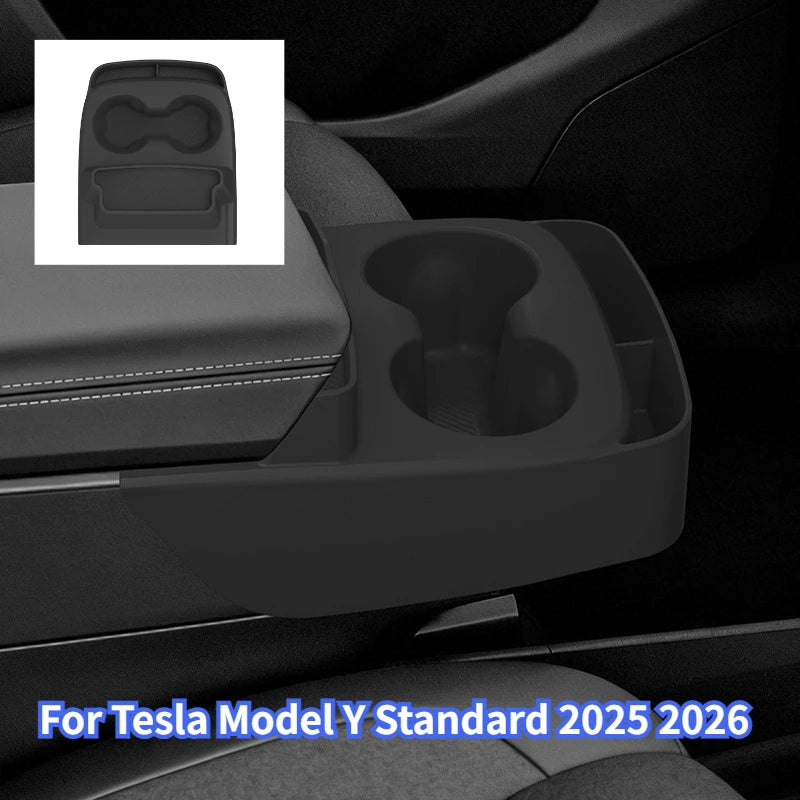 For Tesla Model Y Standard 2026 Multifunctional Silicone Central Control Cup Holder+Storage Box Glasses Holder Tray Accessories