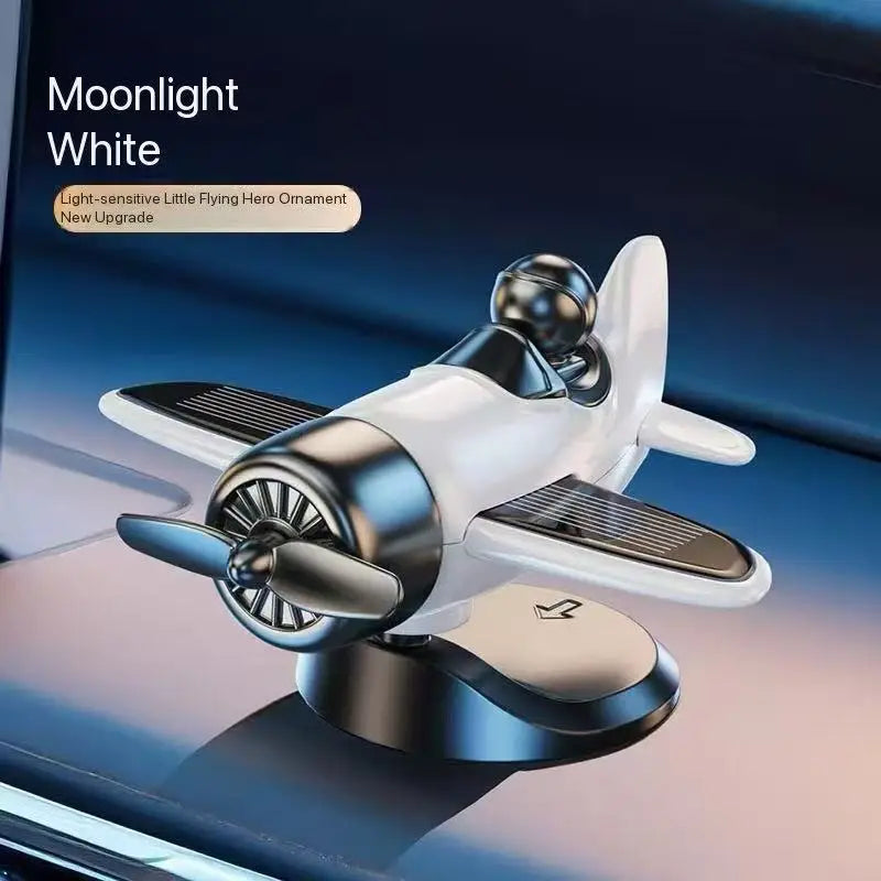Solar Powered Rotating Airplane Car Dashboard Ornament 360° Auto Spin Decor Airplane Orn detail view