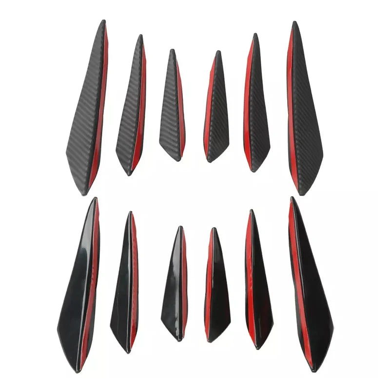 6pcs Universal Rubber Car Front Bumper Lip Protector Rear Diffuser Black Carbon Fiber Sp detail view
