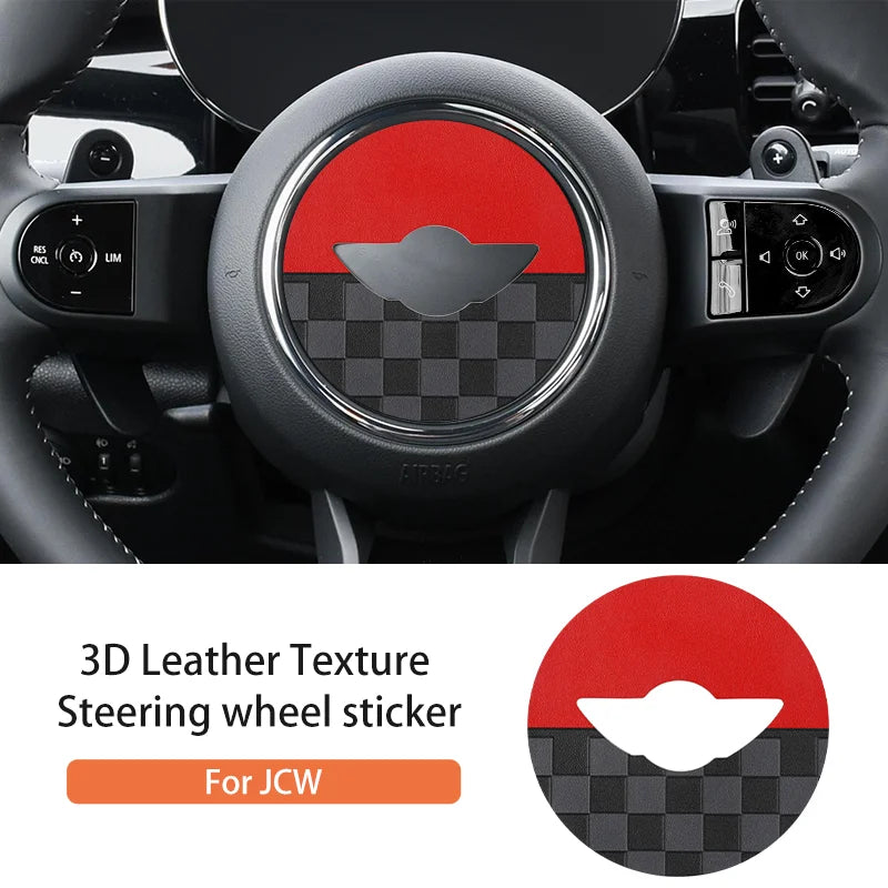 Car Steering Wheel Sticker For MINI Cooper F56 F55 F54 F60 R56 R60 U25 J01 F65 F66 PU Leather Stickers Interior Car Accessories