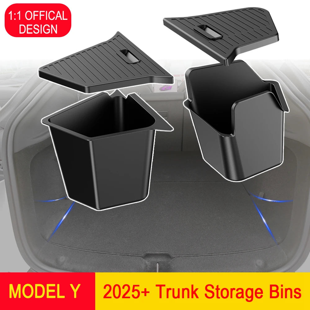 Tesla Model Y Juniper 2025+ Trunk Storage Bins | 1:1 Official Design TPE Side Organizer Boxes