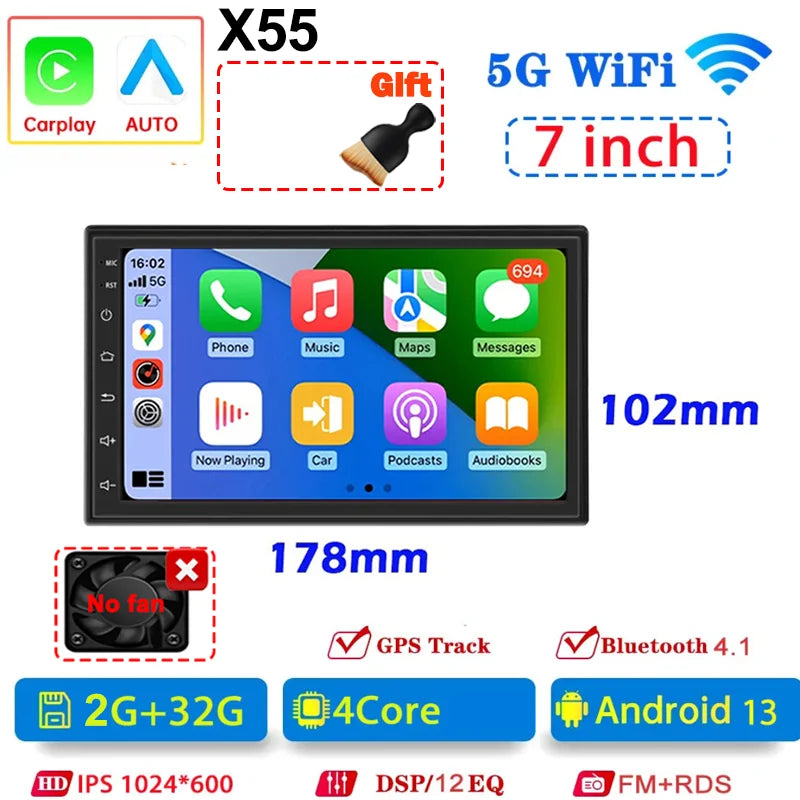 7"/9"/10" Universal 2din Android Car Radio | GPS Navigation Head Unit with Carplay close-up view