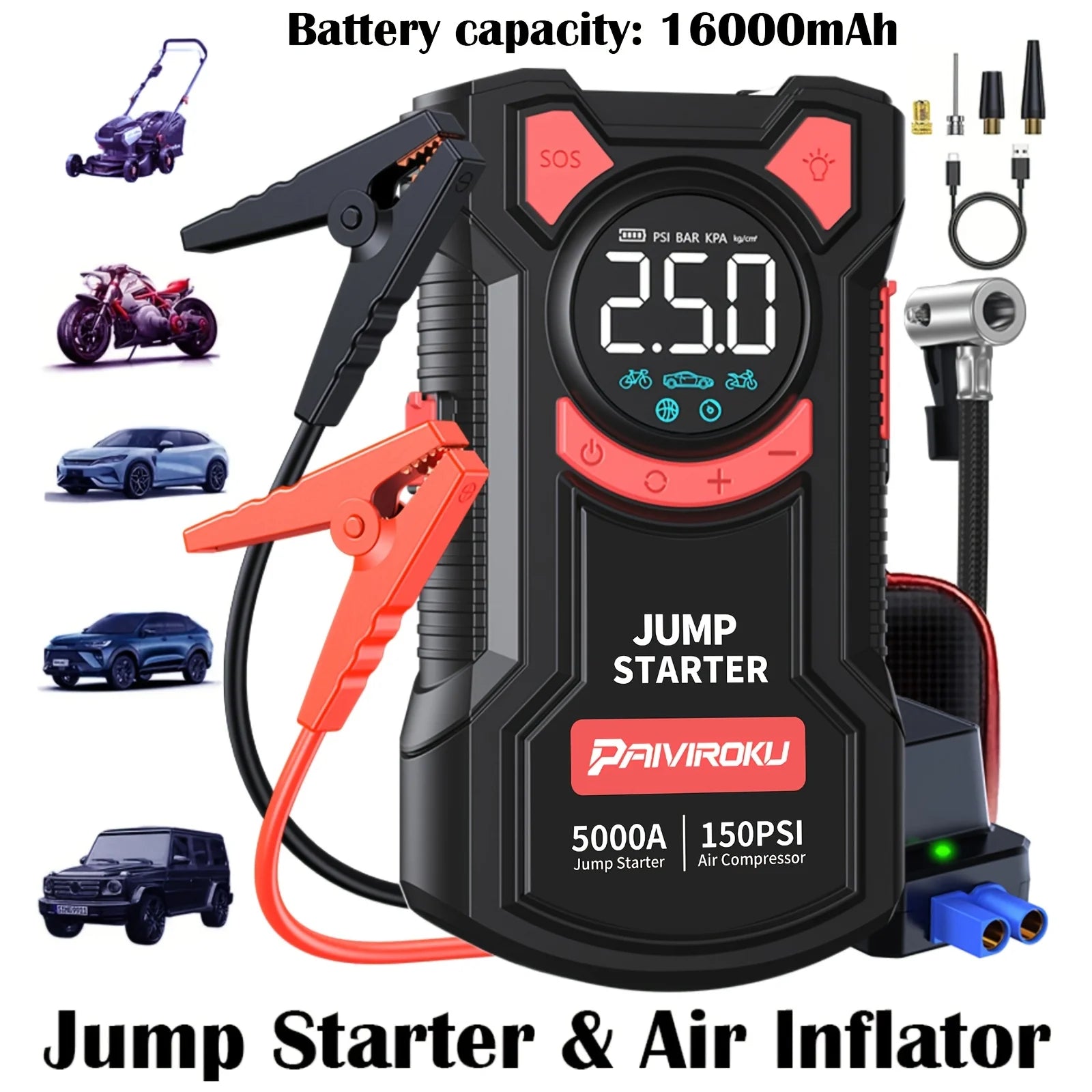 5 In 1 Jump Starter With Air Compressor | 5000A Peak 150 PSI Portable Jump Box lifestyle view