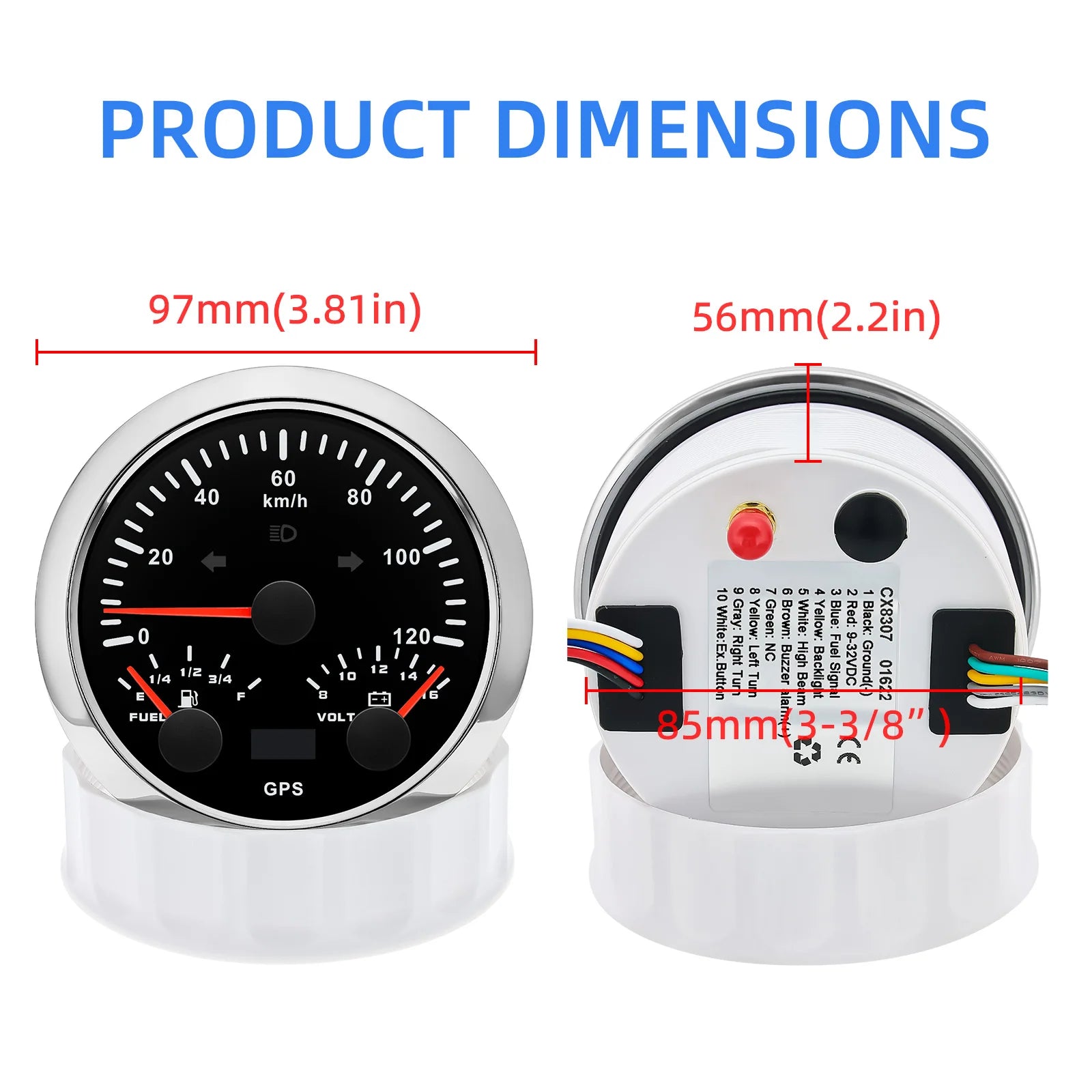 Custom 2 Gauges Set With Sensors Kit | 85mm 3-in-1 GPS Speedometer, Fuel, Tachometer, lifestyle view