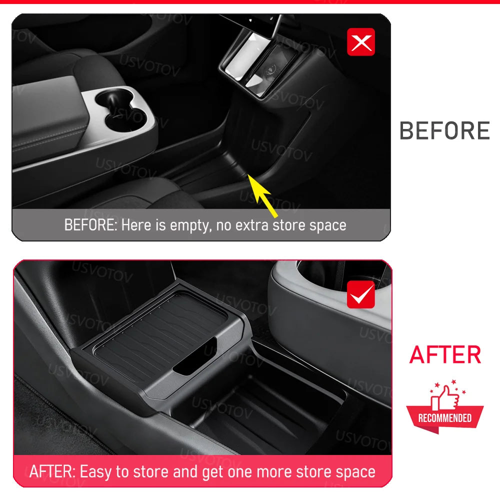 Center Console Organizer for Tesla Model Y Standard RWD 2026 Accessories Trunk Side Storage Box Cup Holder Brake Gas Pedal Cover