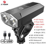 X-TIGER Bike Front Light Set Waterproof MTB Bicycle Lamp 5200mAh USB Rechargeable L additional angle