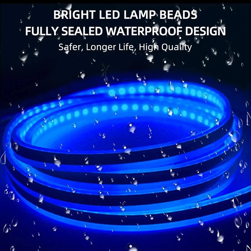 150cm LED Daytime Running Light Scan Starting Car Hood Decorative Lights DRL Auto Engi close-up view